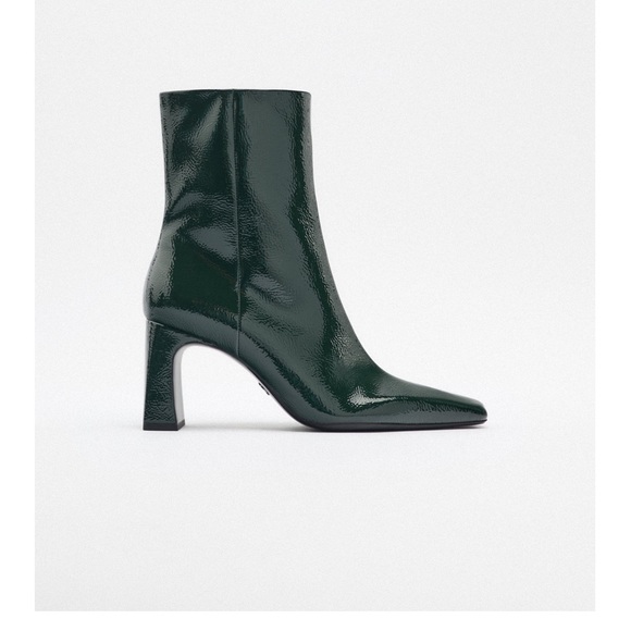 Zara Square Toe Patent Bootie Black Size 37 New without tag - Picture 5 of 10